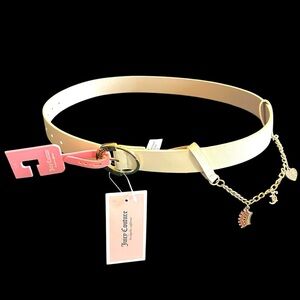 NWT Woman’s Small-Medium Juicy Couture White & Gold Charm Adjustable Belt